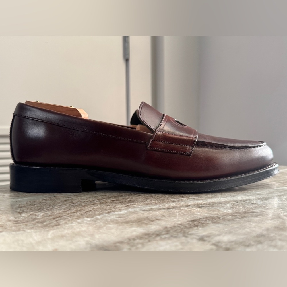 DRAKE’S BROWN LEATHER CHARLES GOODYEAR WELTED PENNY LOAFERS 11 / 10 UK $730 - Picture 3 of 12